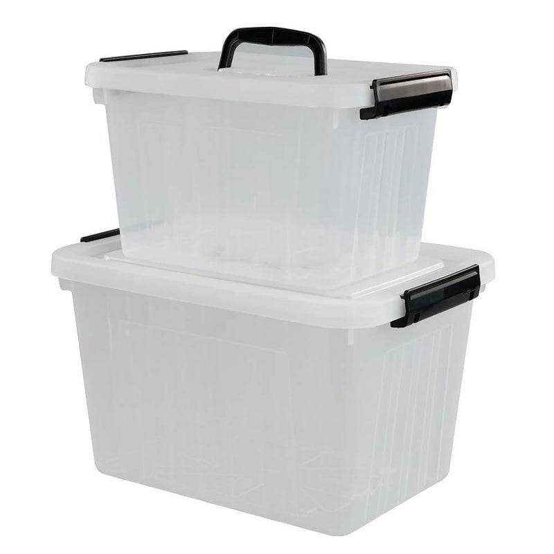 Obstnny 12 Quart&6 Quart Plastic Latching Box With Handles, Clear Storage Bins with Lid - Image 3